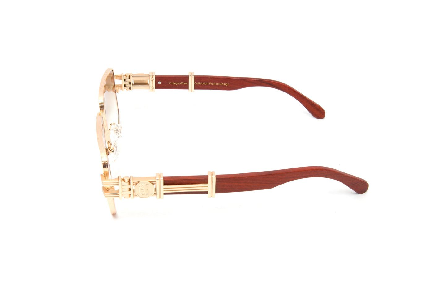 HIGH STREET #3 18KT Gold Full Rim Wood Sunglasses