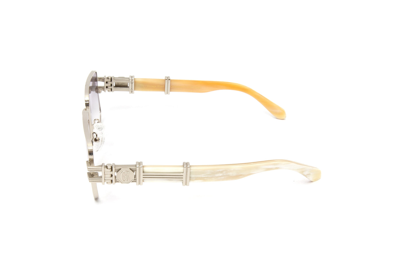 HIGH STREET #3 Silver Full Rim White Buffalo Horn Sunglasses