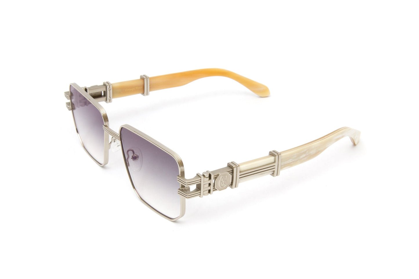 HIGH STREET #3 Silver Full Rim White Buffalo Horn Sunglasses
