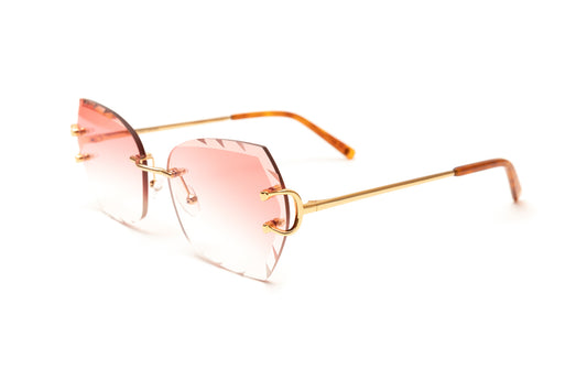CLASSIC C 18KT Gold Sunglasses, Gradient Pink Butterfly Lenses