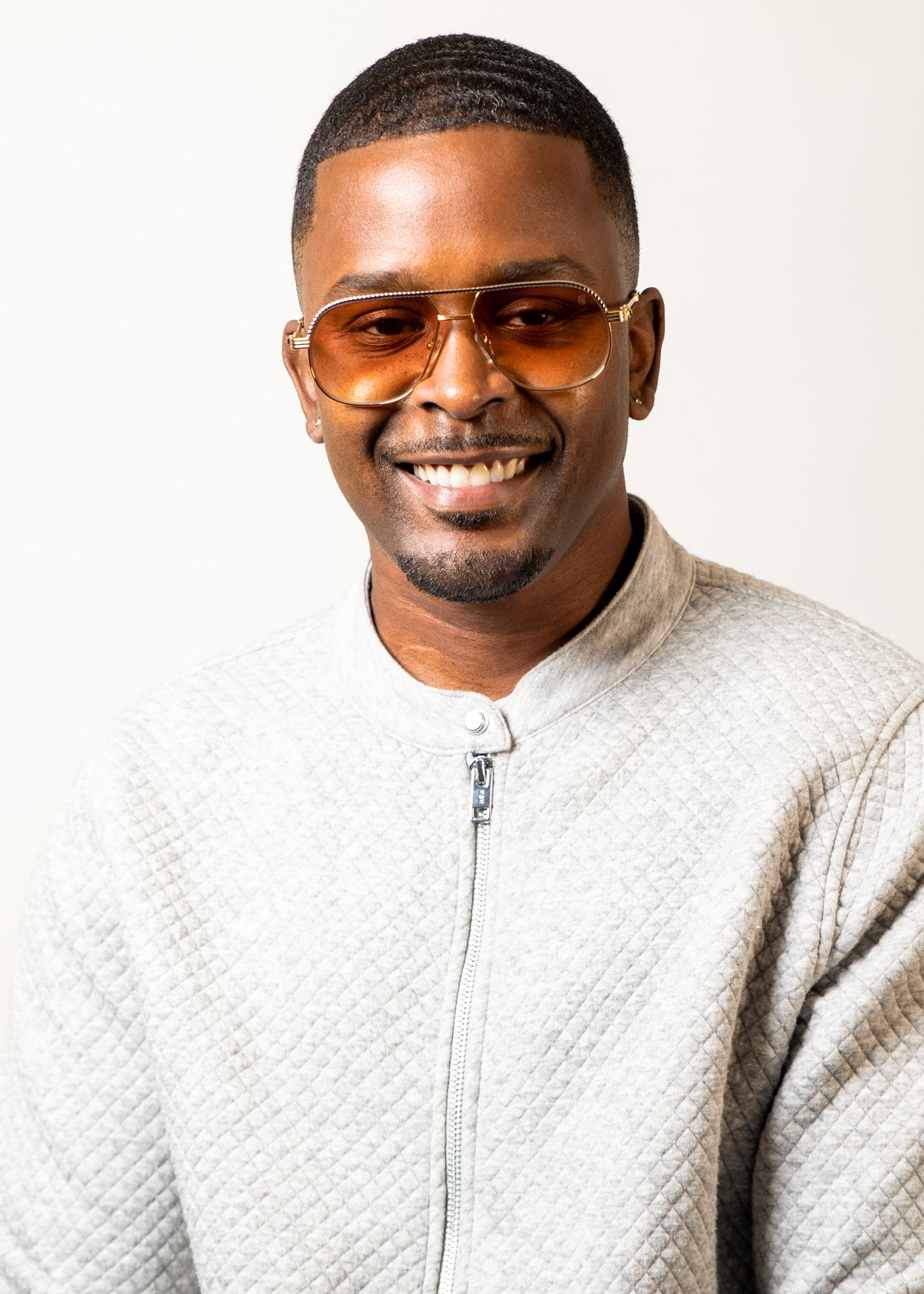 18KT Gold & Silver Rope Aviator Sunglasses, Gradient Brown Lenses