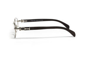 VWC Oval Black Wood Eyeglasses, Silver Frames, Clear Lenses