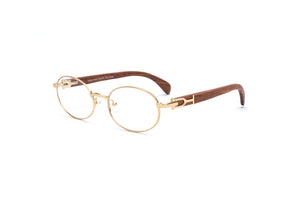 Gold wood cartier style glasses oval frames vintage