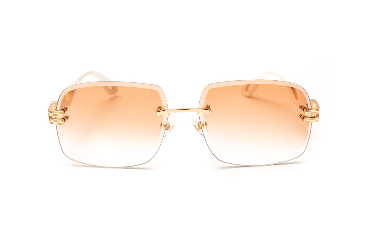 Vintage Wood Collection Infamous 24KT Gold & White Wood Sunglasses