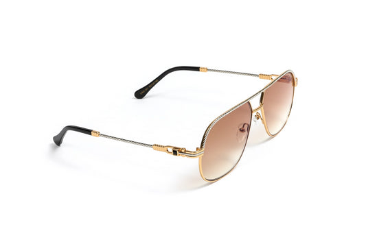VF boss two toned 18kt gold silver square vintage aviator with rope design gradient brown lenses