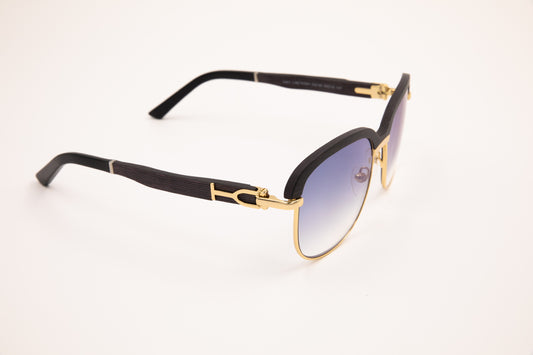 VWC Eyewear Silver & Black Wood Top Sunglasses, Gradient Grey Anti Reflective Lens