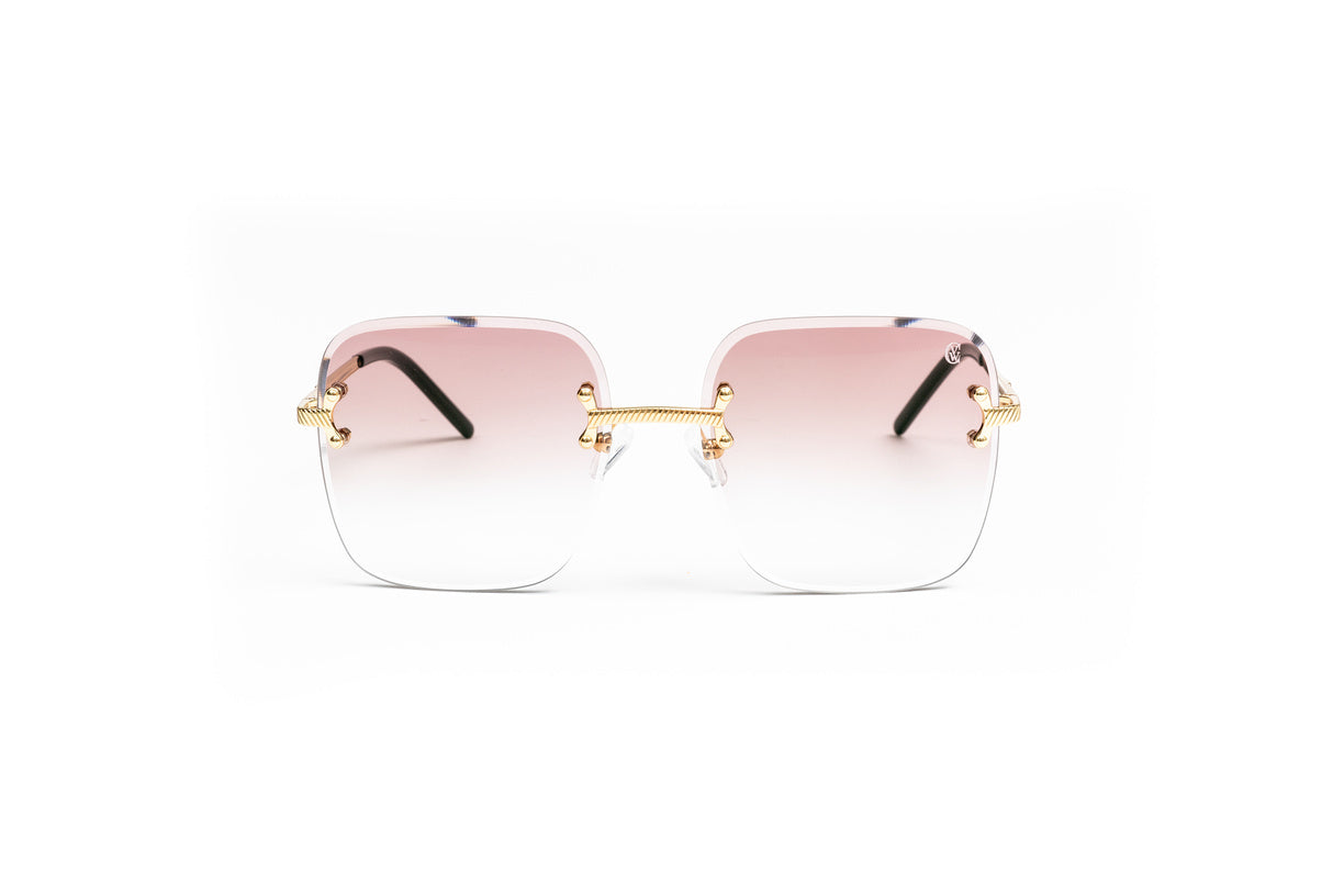 migos glasses, cartier c decor glasses, cartier wire frames, 18kt gold plated Vintage Wood Collection sunglasses with square gradient brown lenses