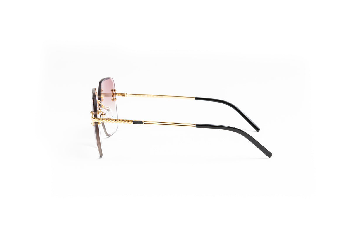 migos glasses, cartier c decor glasses, cartier wire frames, 18kt gold plated Vintage Wood Collection sunglasses with square gradient brown lenses