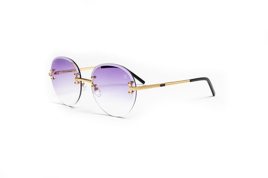 vintage designer sunglasses, cartier look alike glasses, gold frame glasses, migos sunglasses, gradient purple lens sunglasses with a gold vintage frame by Vintage Wood Collection