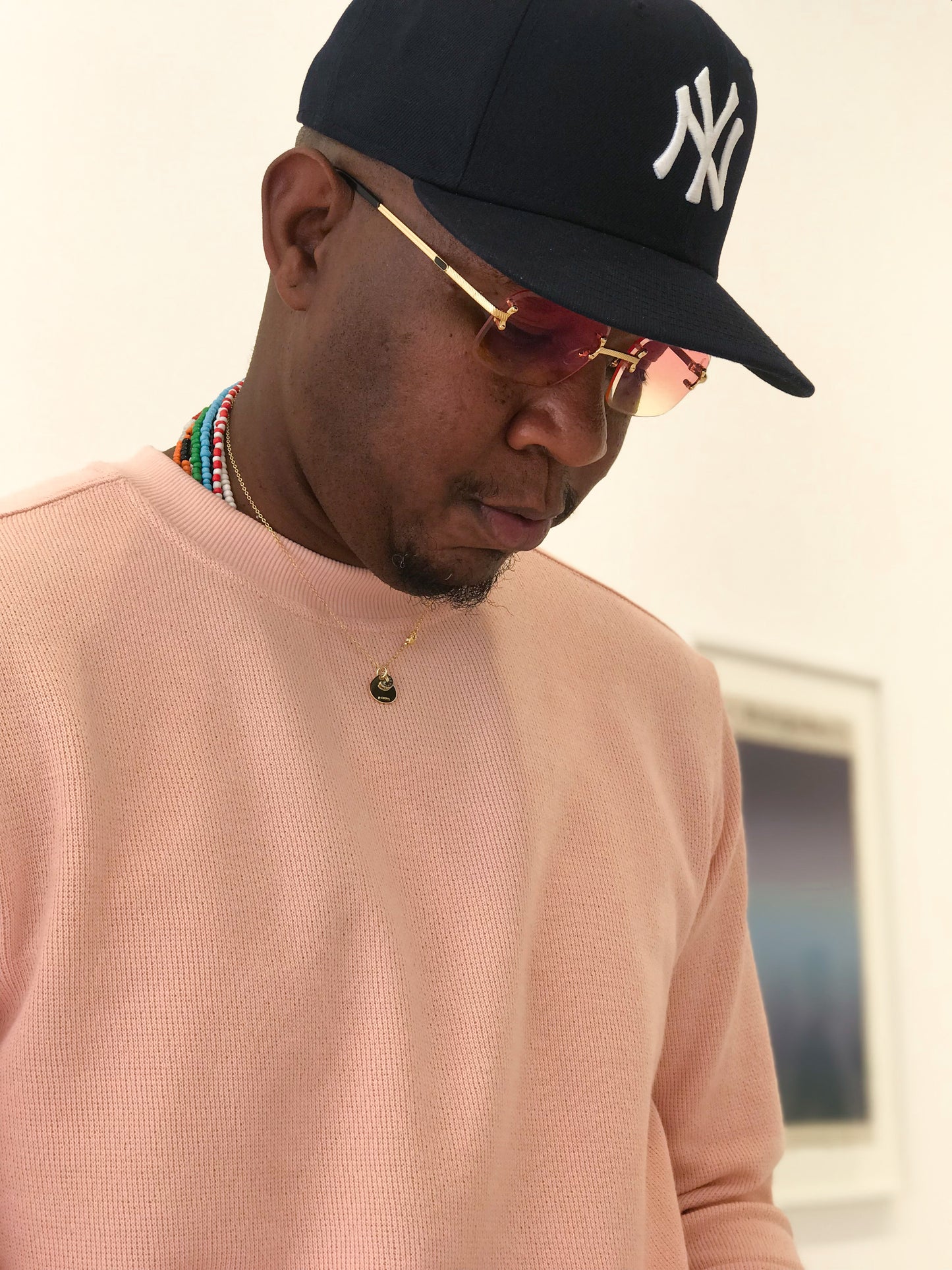 VINTAGE CLASSIC C 18KT Gold Sunglasses, Gradient Pink/Yellow Lenses
