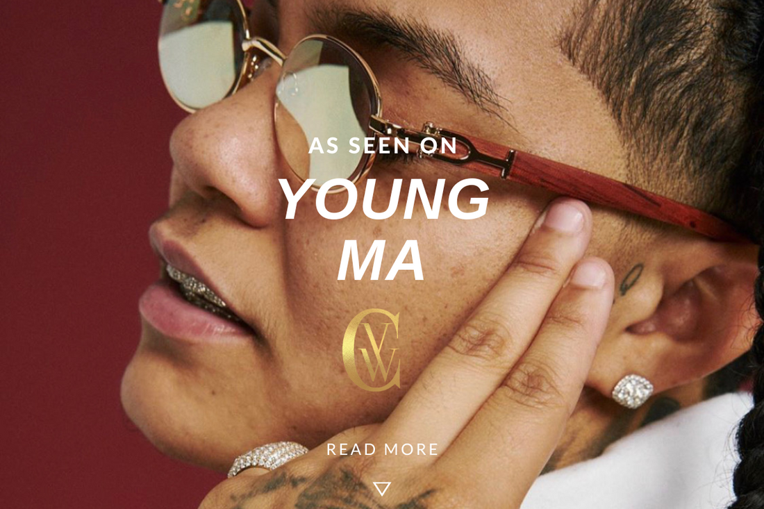 Young MA wears Vintage Wood Collection sunglasses, Cartier style wood glasses