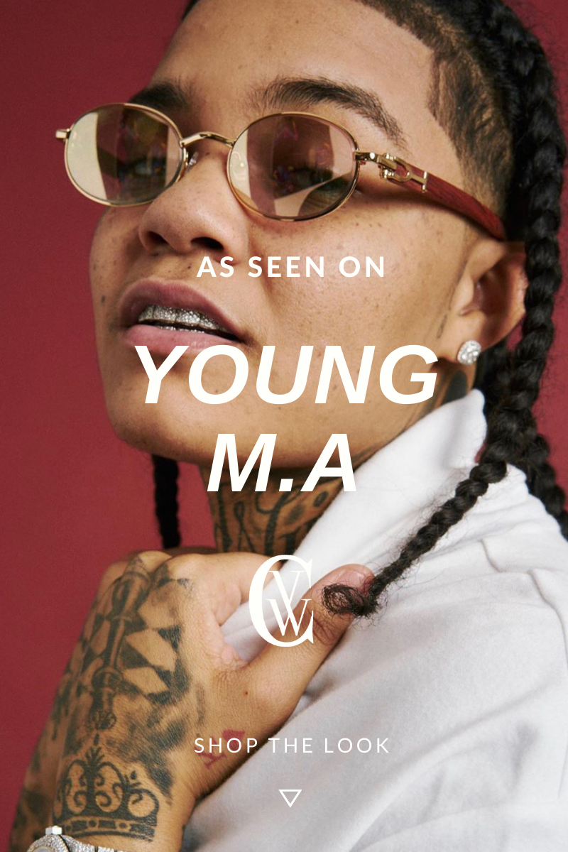 Young M.A wears Vintage Wood Collection sunglasses