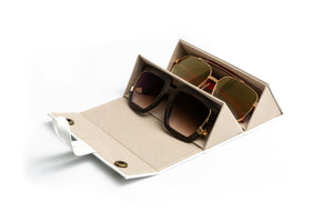 white foldable luxury travel case for eyewear, 2 piece travel case sunglasses by Vintage Wood Collection