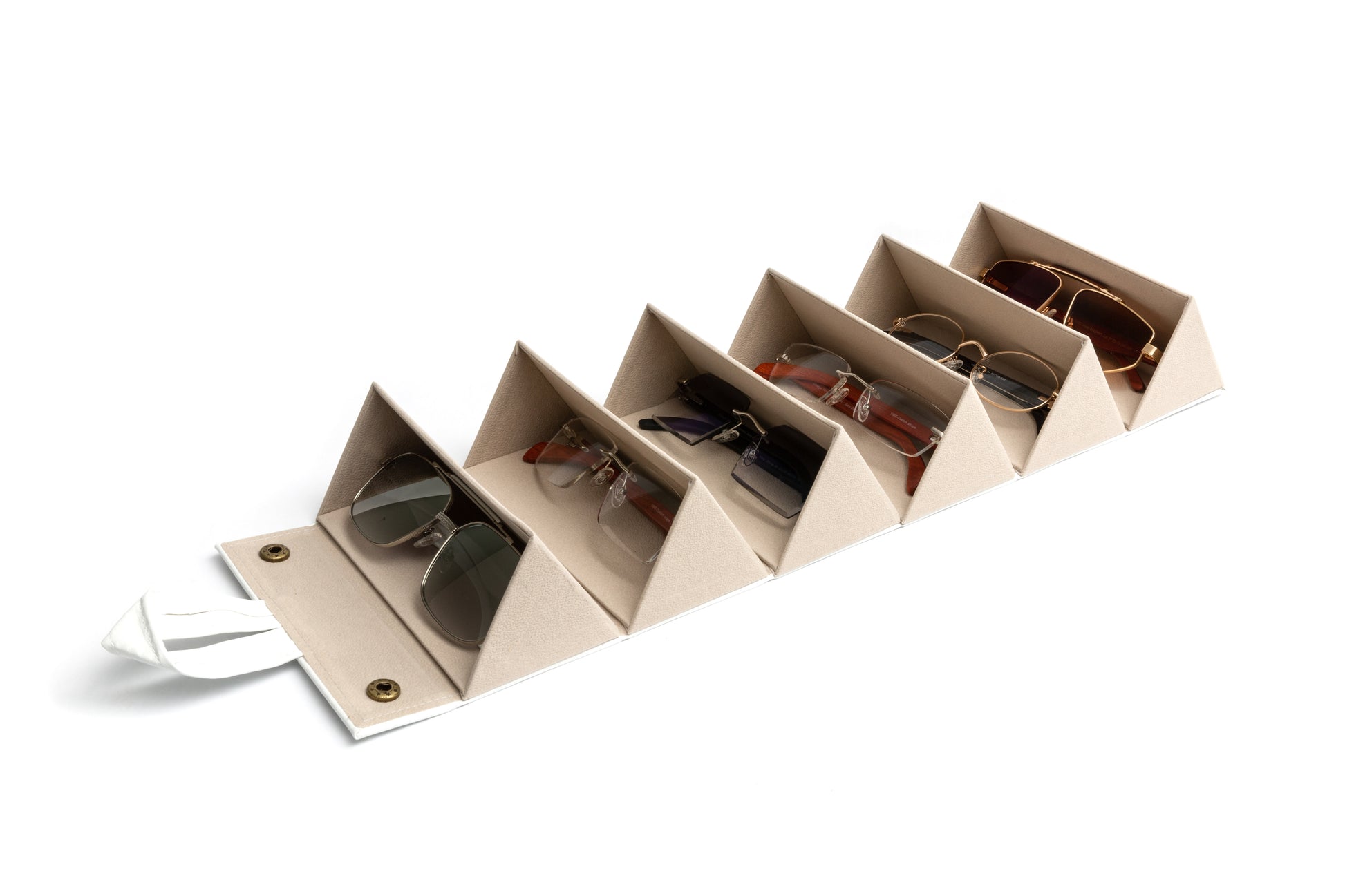 6 piece luxury foldable eyeglasses travel case by Vintage Wood Collection