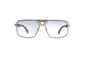 Premiere de Cartier style grey wood aviator men's sunglasses with a silver frame and gradient grey lenses by Vintage Wood Collection