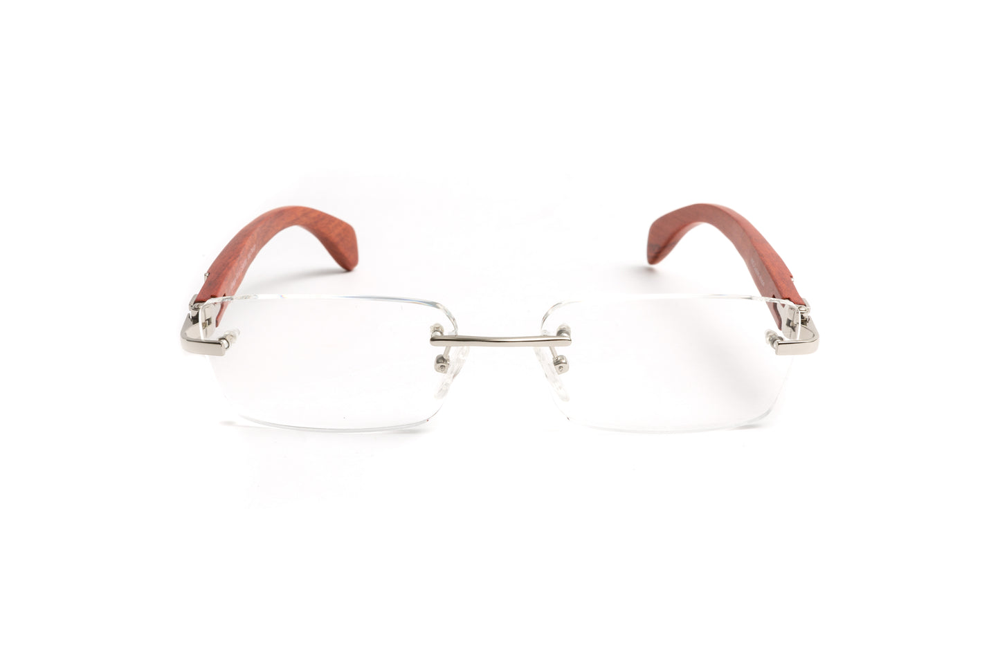 Cartier style cherry wood rimless eyeglasses for men by Vintage Wood Collection