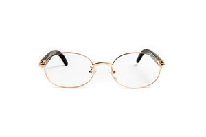 Full rim 18KT gold and white buffalo horn eyeglasses  by Vintage Wood Collection