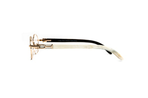 Full rim 18KT gold and white buffalo horn eyeglasses  by Vintage Wood Collection