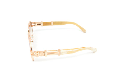 HIGH STREET #2 18KT Gold Full Rim White Buffalo Horn Sunglasses
