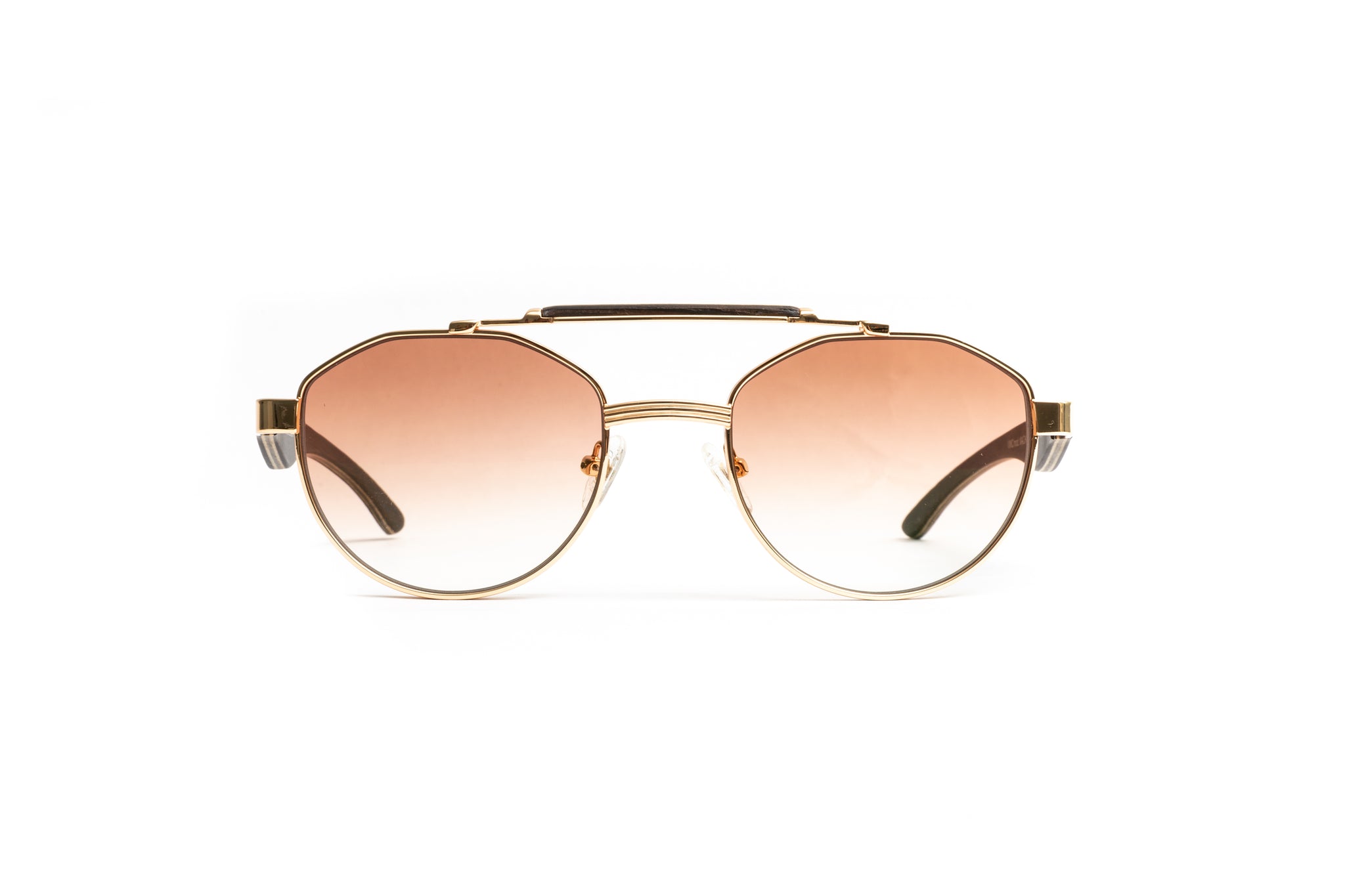 Round Retro Sunglasses, Brown Gradient Lenses