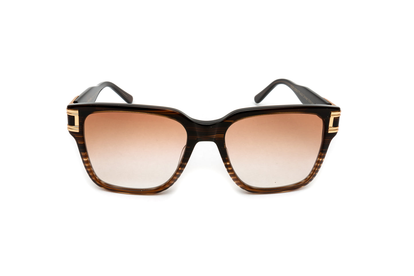 THE GENTLEMEN Gold & Brown Acetate Sunglasses, Gradient Brown Lenses