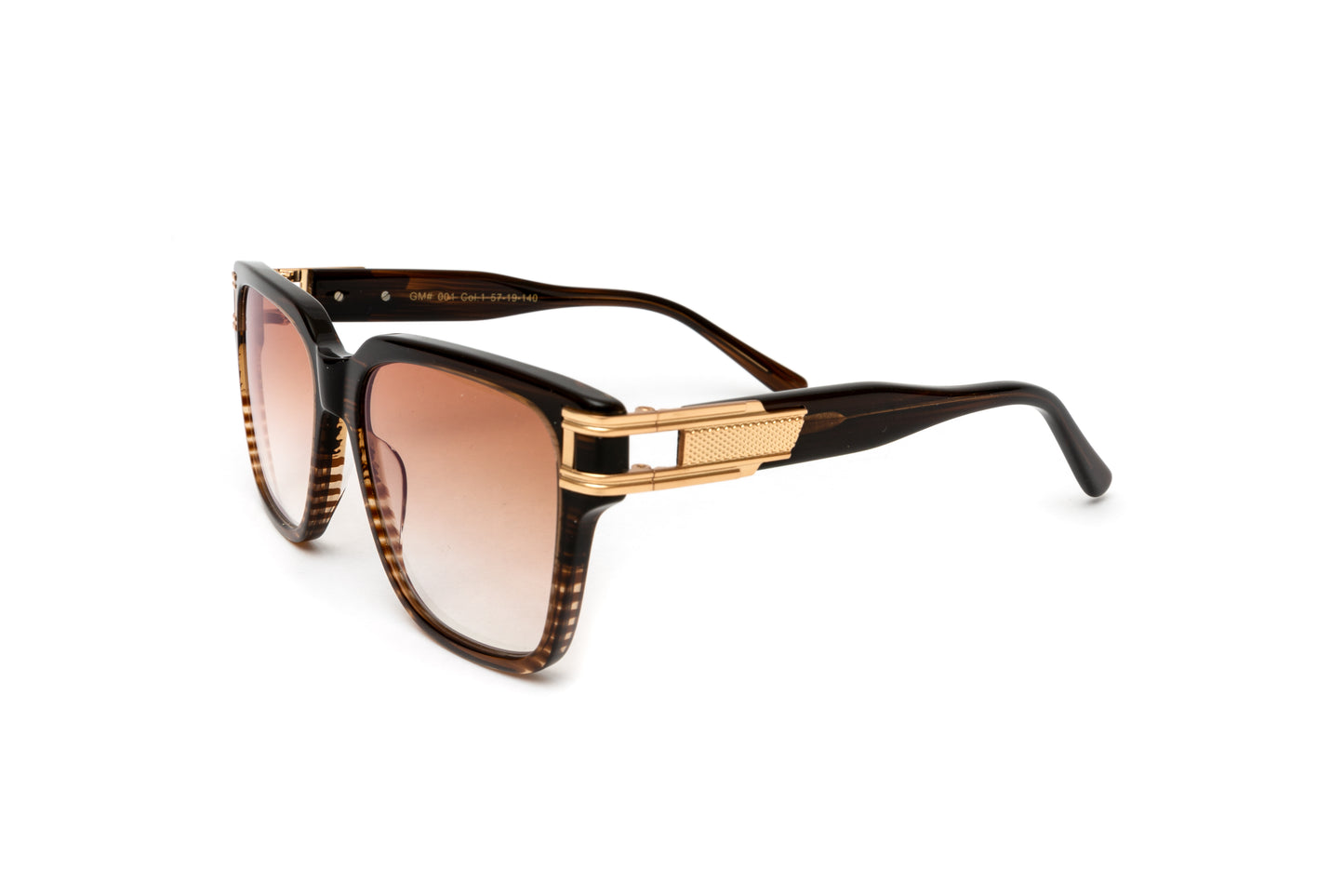 THE GENTLEMEN Gold & Brown Acetate Sunglasses, Gradient Brown Lenses