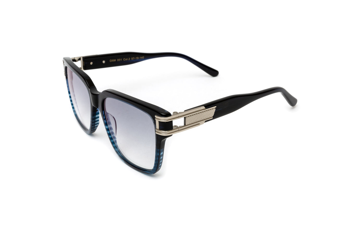 The Gentlemen Blue & Silver Acetate Sunglasses, Gradient Grey Lenses