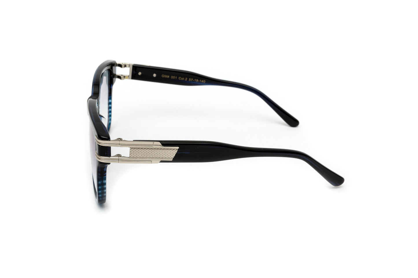 The Gentlemen Blue & Silver Acetate Sunglasses, Gradient Grey Lenses