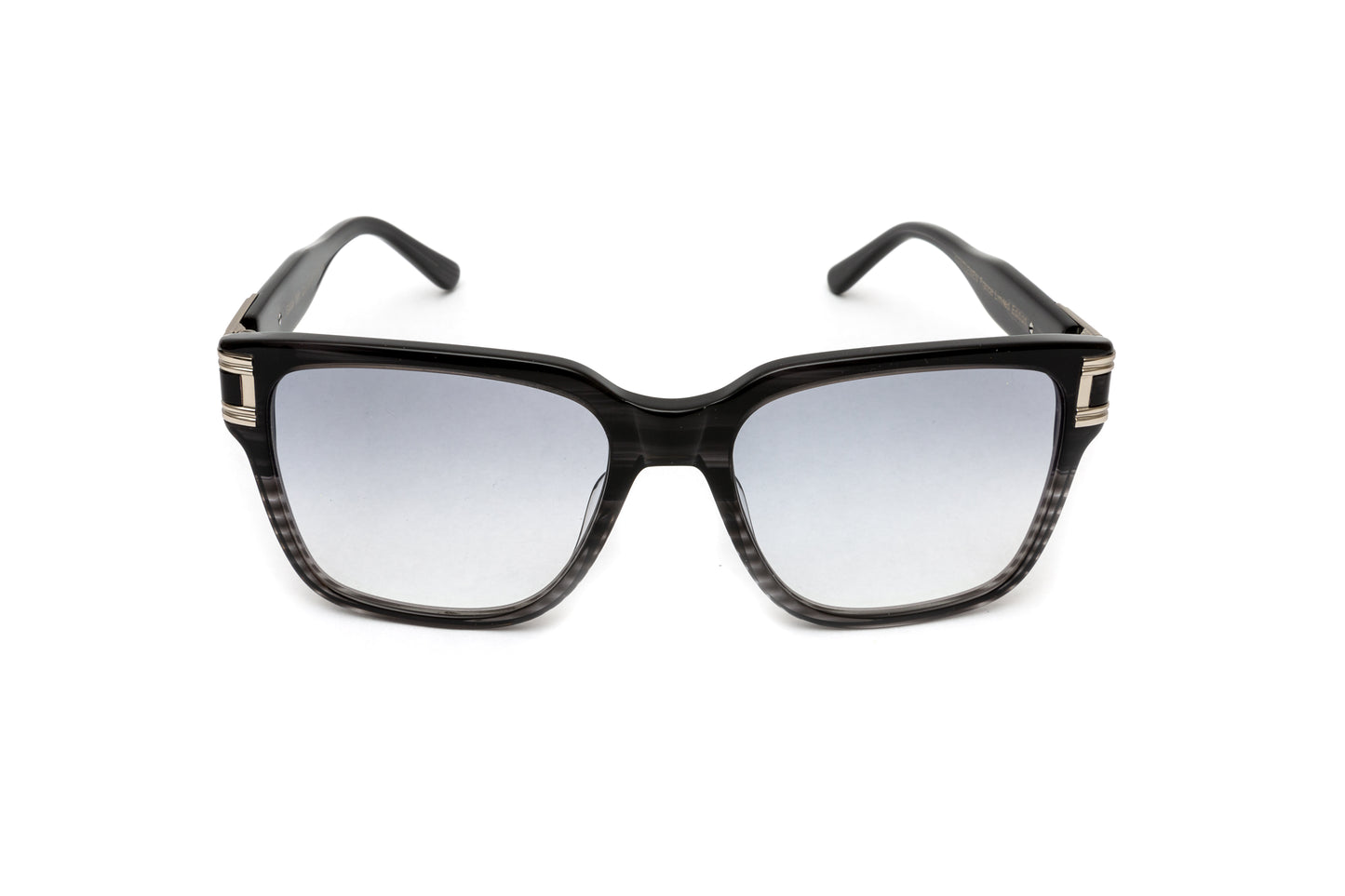 THE GENTLEMEN Silver & Black/Grey Acetate Sunglasses, Gradient Grey Lenses