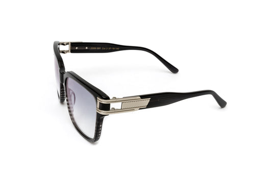 The Gentlemen Black/Grey & Silver Acetate Sunglasses, Gradient Grey Lenses