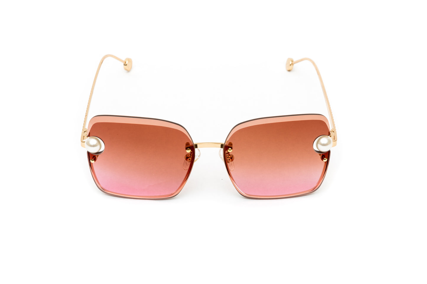 PEARL COLLECTION 24KT Gold Sunglasses, Gradient Brown/Pink Lenses