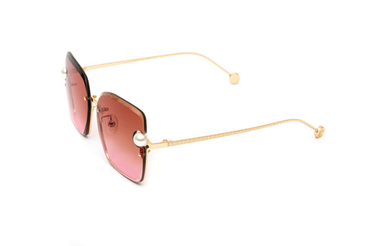 24KT Gold Pearl Collection Sunglasses, Gradient Brown & Pink Lenses