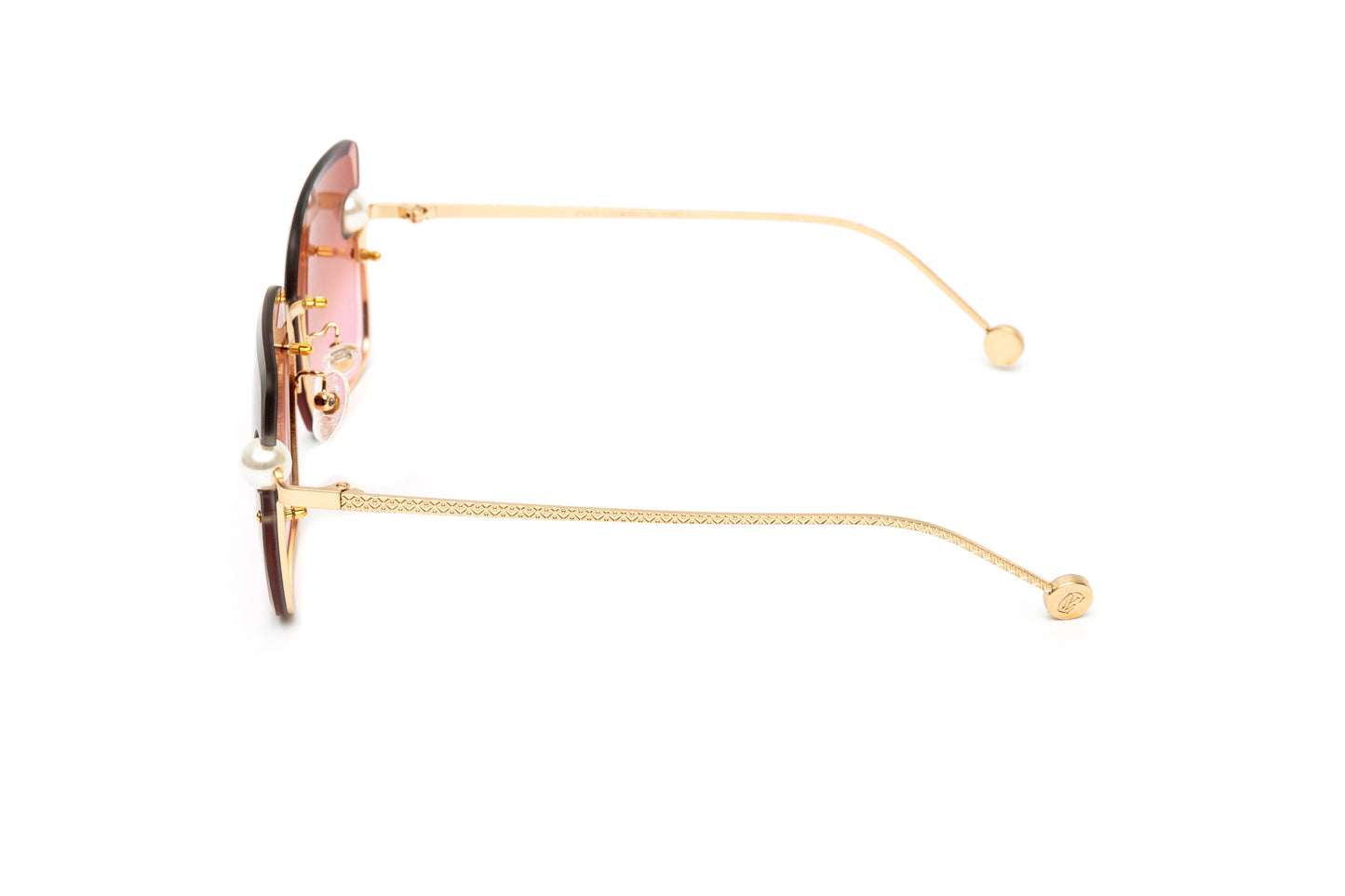 PEARL COLLECTION 24KT Gold Sunglasses, Gradient Brown/Pink Lenses