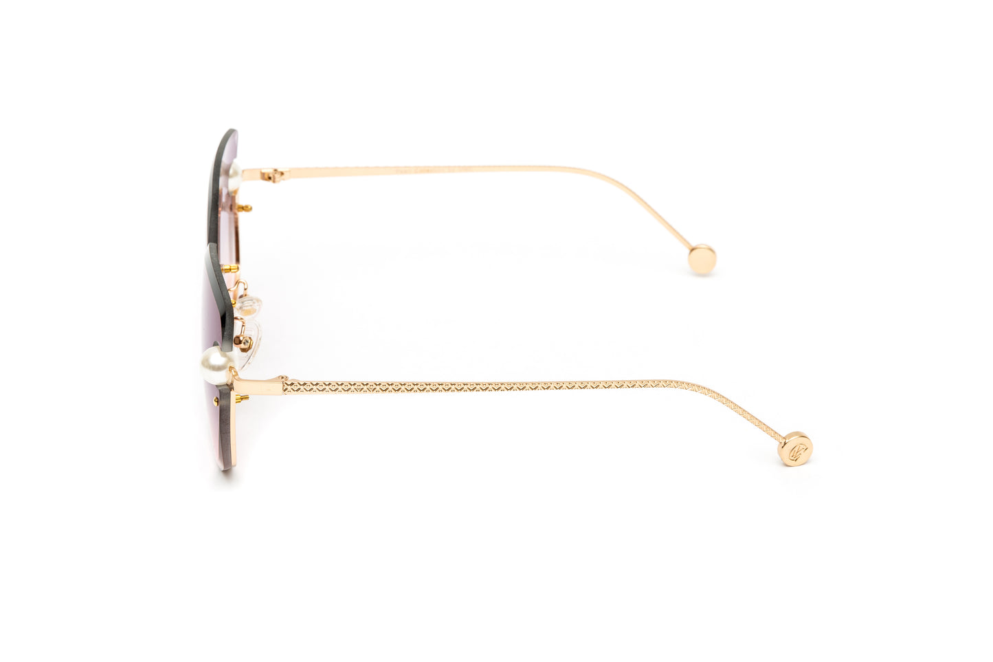 PEARL COLLECTION 24KT Gold Rimless Sunglasses, Gradient Grey/Pink Lenses