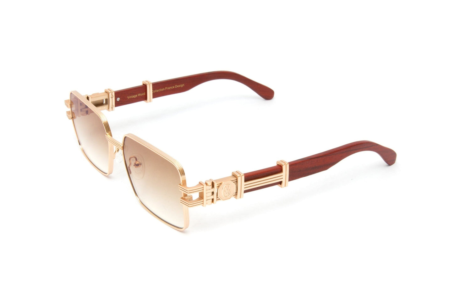 HIGH STREET #1 18KT Gold Full Rim Wood Sunglasses
