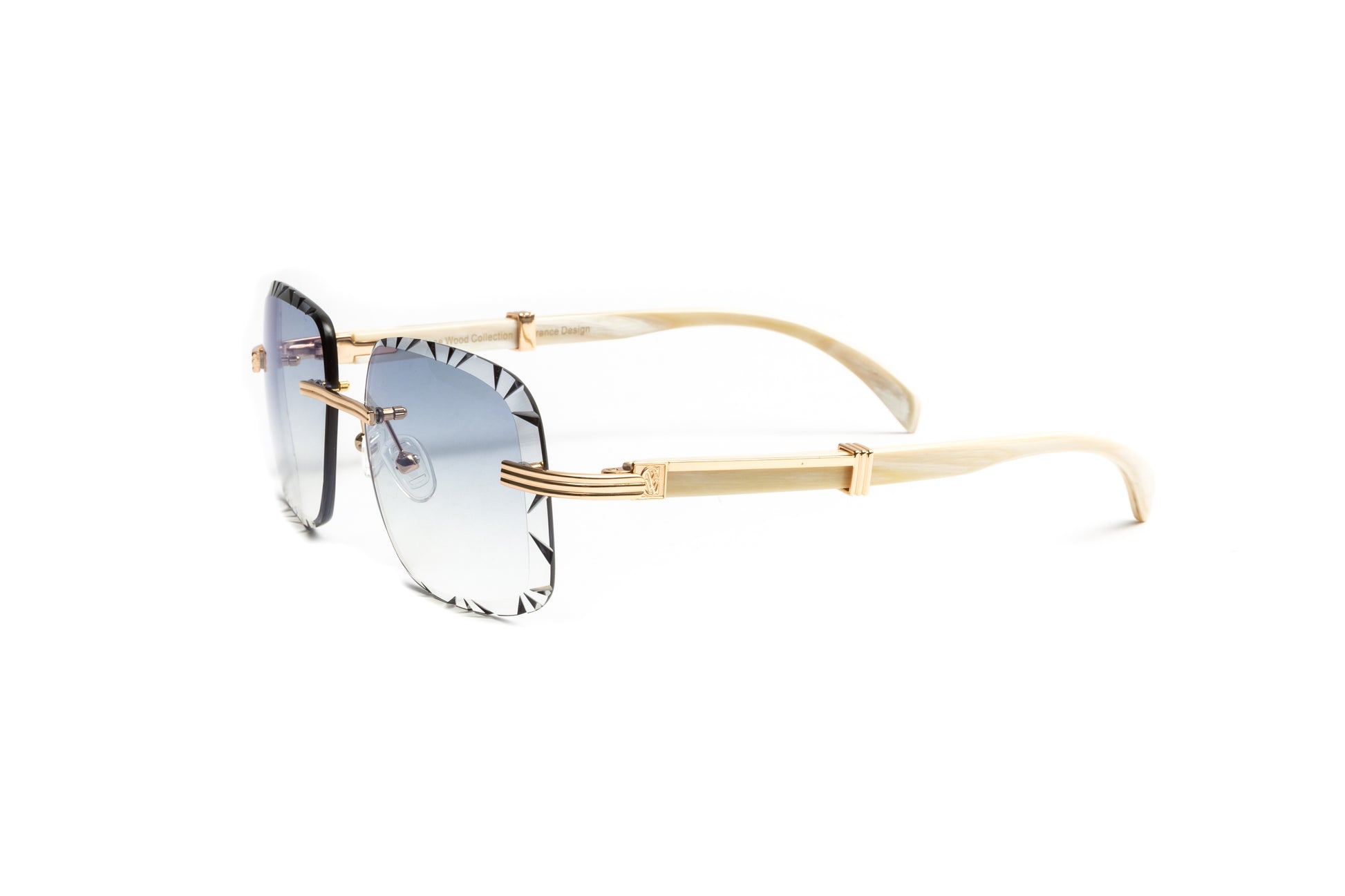 VWC Eyewear Drone #5 White Buffalo Horn Sunglasses | 18KT Gold Plated