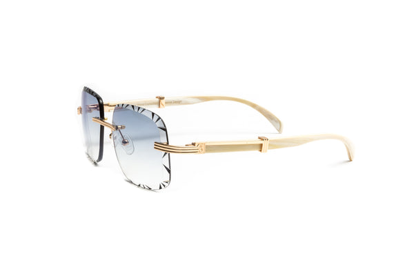 VWC Eyewear Drone 5 White Buffalo Horn Sunglasses 18KT Gold