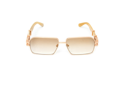 HIGH STREET #2 18KT Gold Full Rim White Buffalo Horn Sunglasses