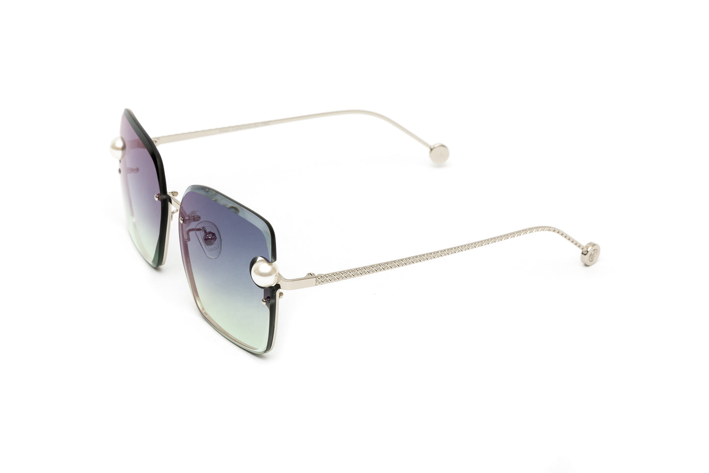 Silver Pearl Collection Sunglasses, Gradient Grey & Green Lenses