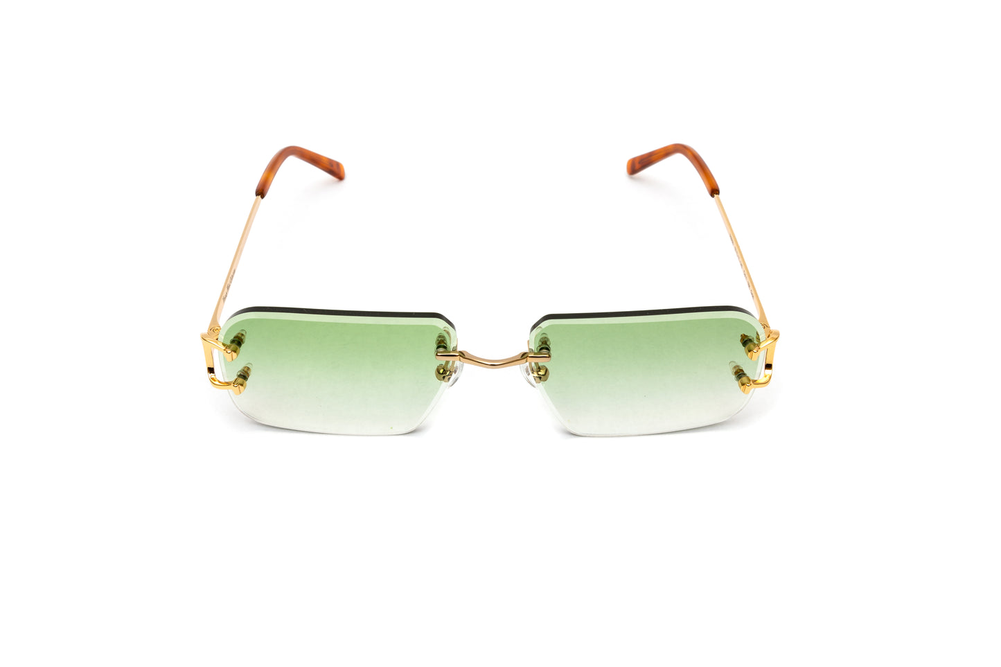 CLASSIC C 18KT Gold Rimless Frame, Gradient Green Rectangular Lenses