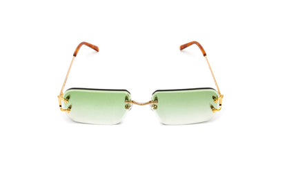 CLASSIC C 18KT Gold Rimless Frame, Gradient Green Rectangular Lenses