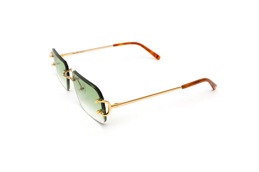 Classic C Sunglasses, Rimless 18KT Gold Frame, Gradient Green Rectangular Lenses