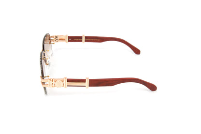 BOULEVARD #1 18KT Gold Rimless Wood Sunglasses, Diamond Cut Lenses