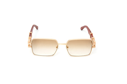 HIGH STREET #1 18KT Gold Full Rim Wood Sunglasses
