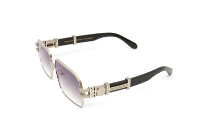 HIGH STREET #2 Silver Full Rim Black Buffalo Horn Sunglasses