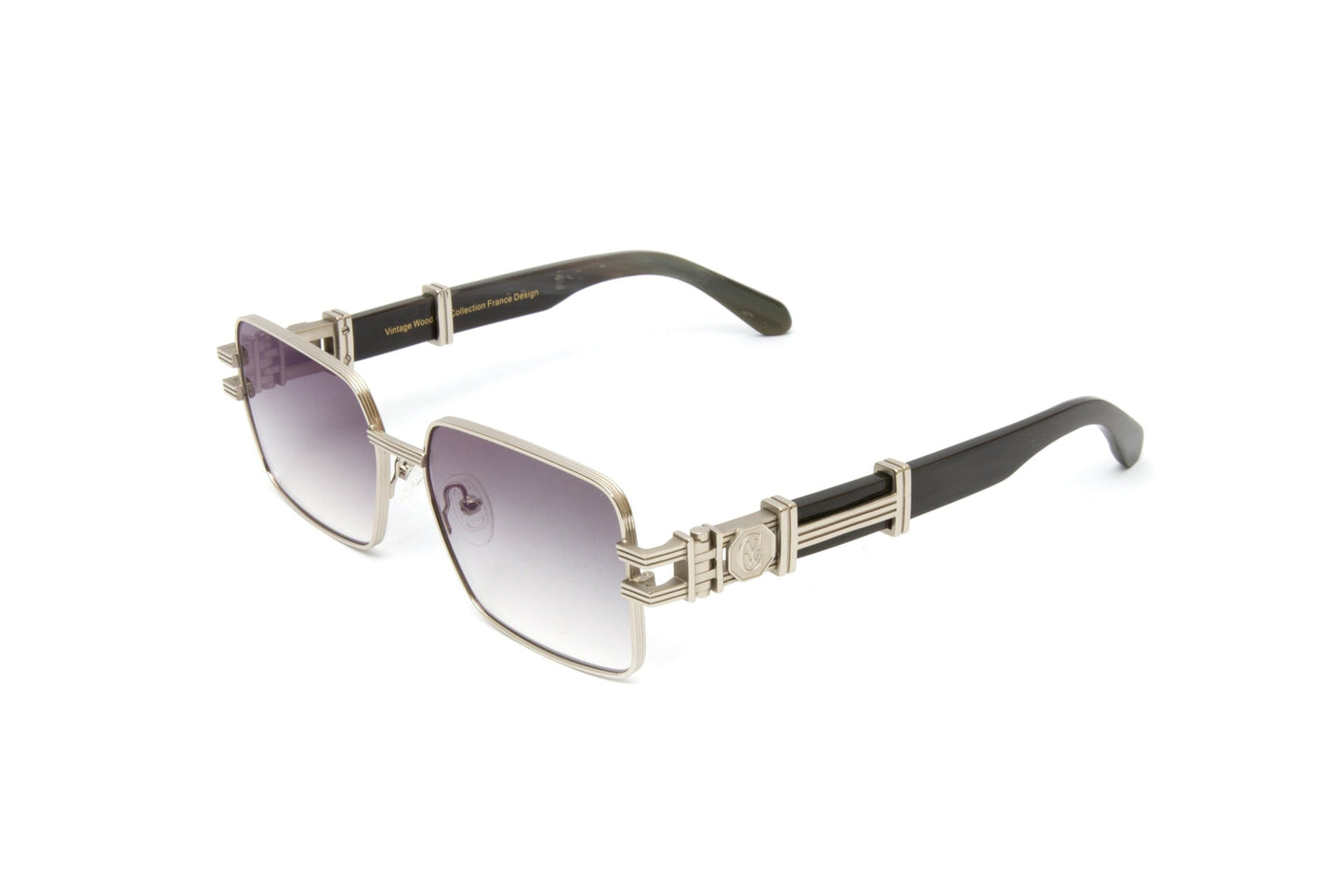 HIGH STREET #1 Silver Full Rim Black Buffalo Horn Sunglasses