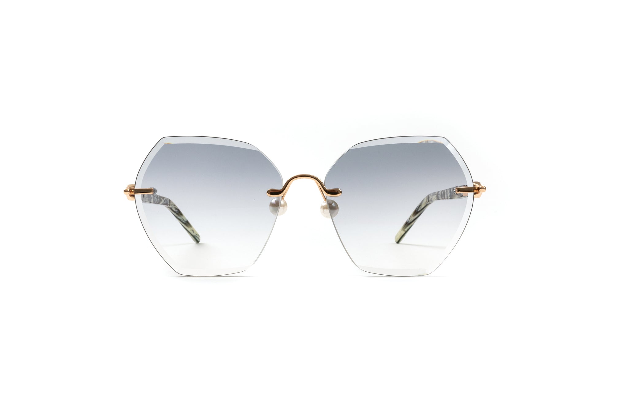 VWC Eyewear Hexagon 18KT Gold Pearl Collection Sunglasses