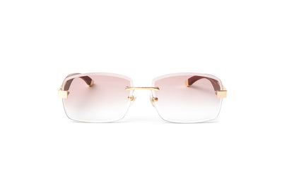 24kt gold Vendome sunglasses with brown wood temples and gradient brown tinted lenses by Vintage Wood Collection eyewear, a great alternative to Maybach Artist wood glasses