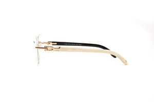 VWC White Buffalo Horn Eyeglasses, 18KT Gold-Plated Frames, Clear Lenses