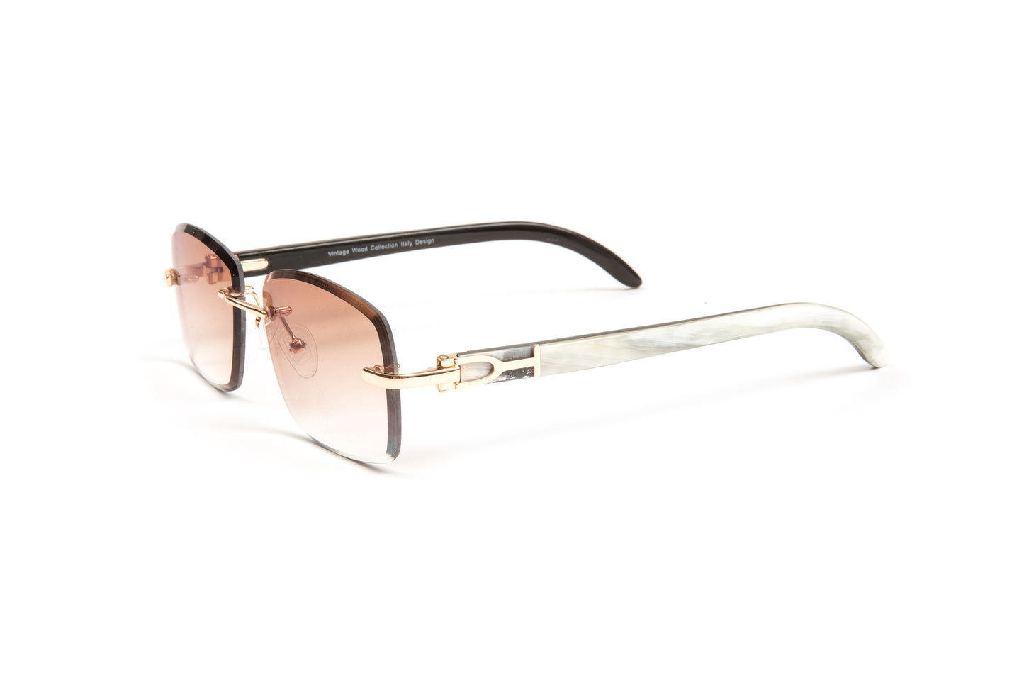 rimless Cartier like buffalo horn sunglasses